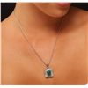 Image 1 : 14KT White Gold 3.21ct Emerald and Diamond Pendant With Chain