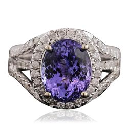 14KT White Gold 5.00ct Tanzanite and Diamond Ring