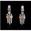 Image 3 : 14KT White Gold 4.03ctw Sapphire and Diamond Earrings