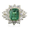 Image 3 : 14KT Yellow Gold 3.01ct Emerald and Diamond Ring