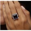 Image 2 : 14KT White Gold 6.43ct Amethyst and Diamond Ring