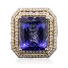 Image 3 : 14KT Yellow Gold 14.65ct GIA Certified Tanzanite and Diamond Ring
