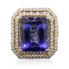 Image 3 : 14KT Yellow Gold 14.65ct GIA Certified Tanzanite and Diamond Ring