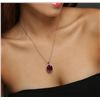 Image 2 : 14KT White Gold 19.89ct Ruby and Diamond Pendant With Chain