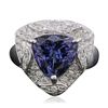 Image 1 : 14KT White Gold 5.22ct Tanzanite and Diamond Ring