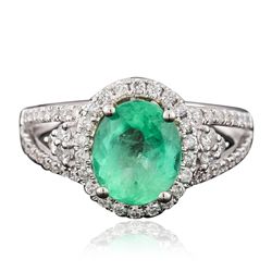 14KT White Gold 2.22ct Emerald and Diamond Ring