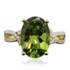 Image 3 : 14KT Yellow Gold 5.38ct Peridot and Diamond Ring