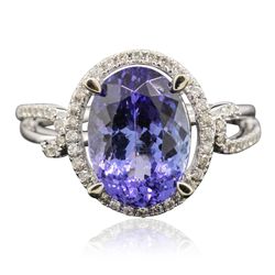 14KT White Gold 3.86ct Tanzanite and Diamond Ring