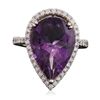 Image 3 : 14KT White Gold 10.41ct Amethyst and Diamond Ring