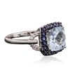 Image 2 : 14KT White Gold 2.54ct Aquamarine, Sapphire and Diamond Ring