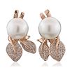 Image 3 : 14KT Rose Gold 0.63ctw Diamond and Pearl Earrings