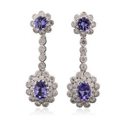 14KT White Gold 3.38ctw Tanzanite and Diamond Earrings