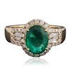 Image 1 : 14KT Yellow Gold 1.69ct Emerald and Diamond Ring