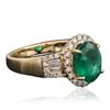 Image 2 : 14KT Yellow Gold 1.69ct Emerald and Diamond Ring