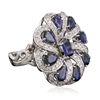 Image 4 : 14KT White Gold 7.15ctw Sapphire and Diamond Ring