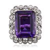 Image 3 : 14KT White Gold 11.15ct Amethyst and Diamond Ring