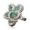 Image 4 : 14KT White Gold 5.00ctw Emerald and Diamond Ring