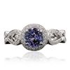 Image 1 : 18KT White Gold 1.19ct Tanzanite and Diamond Ring