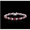 Image 3 : 14KT White Gold 18.15ctw Ruby and Diamond Bracelet