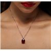 Image 1 : 14KT White Gold 11.63ct Ruby and Diamond Pendant and Chain