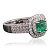 Image 4 : 14KT White Gold 0.99ct Emerald and Diamond Ring