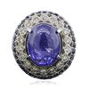 Image 3 : 14KT White Gold 10.04ct Tanzanite, Sapphire and Diamond Ring