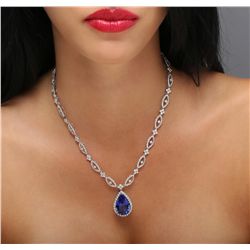 18KT White Gold 19.12ct Tanzanite and Diamond Necklace