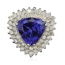 14KT White Gold 12.10ct GIA Cert Tanzanite and Diamond Ring