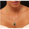 Image 1 : 14KT Yellow Gold 5.19ct Emerald and Diamond Pendant With Chain