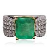 Image 3 : 14KT Two-Tone Gold 4.16ct Emerald and Diamond Ring