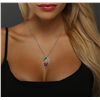 Image 2 : 14KT White Gold 7.72ctw Multi-Color Sapphire and Diamond Pendant With Chain