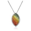 Image 3 : 14KT White Gold 7.72ctw Multi-Color Sapphire and Diamond Pendant With Chain