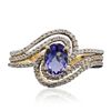 Image 1 : 14KT Yellow Gold 0.80ct Tanzanite and Diamond Ring