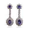 Image 3 : 14KT White Gold 3.22ctw Tanzanite and Diamond Earrings