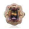 Image 3 : 14KT Rose Gold 7.27ct Ametrine and Diamond Ring