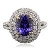 Image 3 : 14KT White and Yellow Gold 3.20ct Tanzanite and Diamond Ring