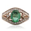 Image 3 : 14KT Rose Gold 1.59ct Emerald and Diamond Ring