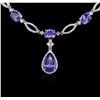 Image 4 : 14KT White Gold 27.20ctw Tanzanite and Diamond Necklace