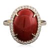 Image 1 : 14KT Yellow Gold 6.65ct Coral and Diamond Ring