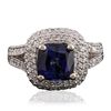 Image 3 : 14KT White Gold 2.92ct Sapphire and Diamond Ring