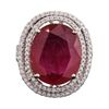 Image 3 : 14KT Two-Tone Gold 14.89ct Ruby and Diamond Ring