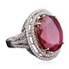 Image 4 : 14KT Two-Tone Gold 14.89ct Ruby and Diamond Ring