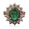 Image 3 : 14KT Rose Gold 2.34ct Emerald and Diamond Ring