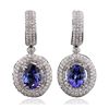 Image 1 : 14KT White Gold 5.52ctw Tanzanite and Diamond Earrings