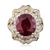 Image 3 : 14KT Yellow Gold 10.56ct Ruby and Diamond Ring