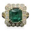 Image 3 : 14KT Yellow Gold 4.28ct Emerald and Diamond Ring