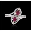 Image 3 : 18KT White Gold 0.70ctw Ruby and Diamond Ring