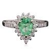 Image 1 : 14KT White Gold 0.88ct Emerald and Diamond Ring