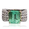Image 1 : 14KT Two-Tone Gold 5.97ct Emerald and Diamond Ring