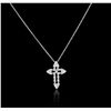 Image 3 : 18KT White Gold 1.13ctw Diamond Cross Pendant With Chain